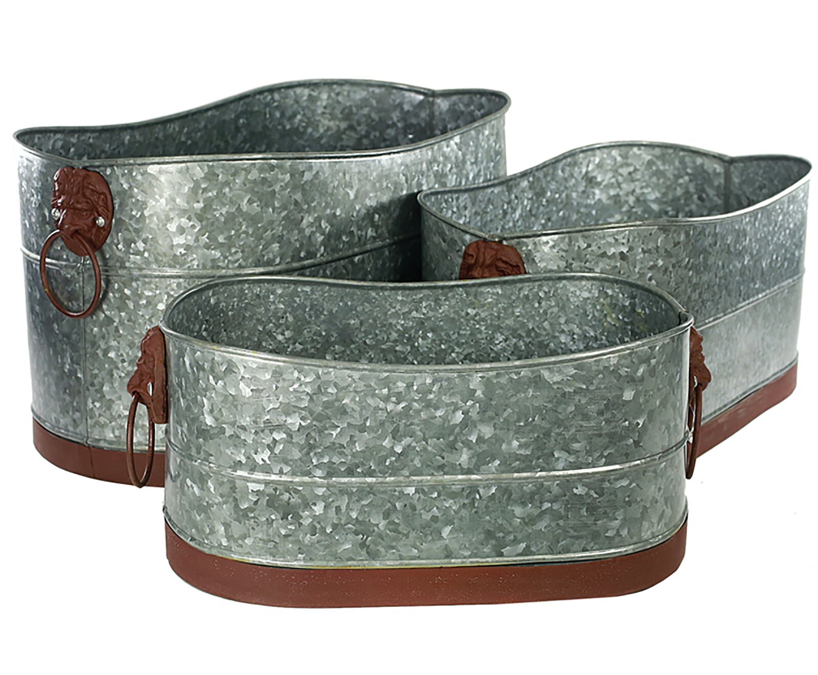 Gracie Oaks Tony 3 - Piece Galvanized Metal Pot Planter Set